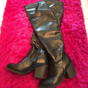 Black leather boots
